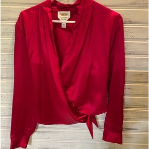 Talbots Red Wrap Blouse